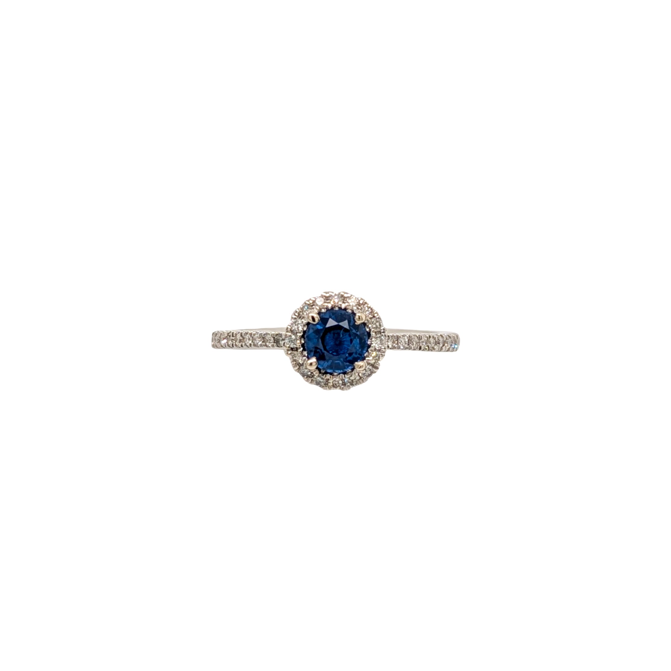 Lynn 14K White Gold 0.42cts AAA Ceylon Sapphire Diamond Ring | Round 4.5mm