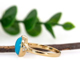 Shivi 14K Yellow Gold Arizona Sleeping Beauty Turquoise Diamond Ring | Oval 10x8mm