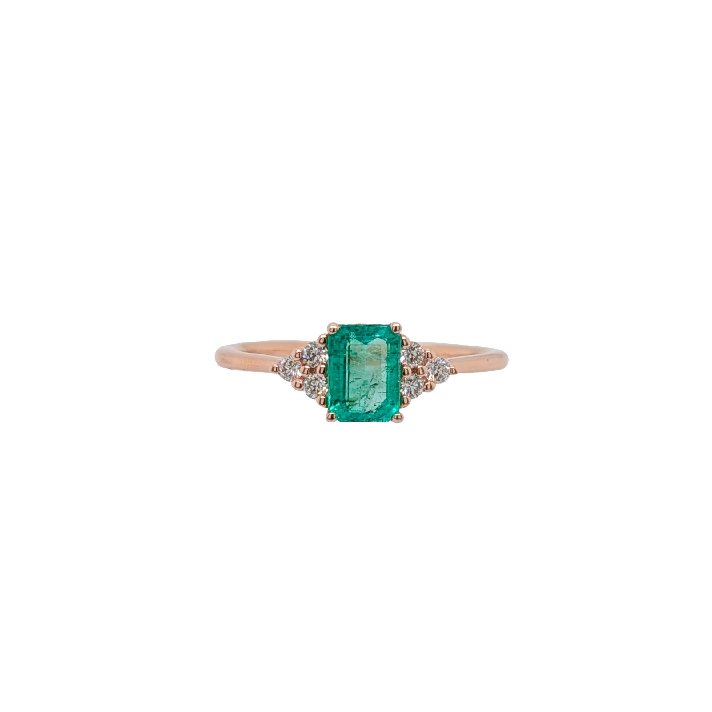 Reena 14K Rose Gold 0.56cts Ethiopian Emerald  Diamond Ring | Emerald Cut 6x4mm