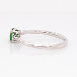 Lyric Solid 14k White Gold Tsavorite Garnet Ring with Natural Diamonds Accents | Round 5mm