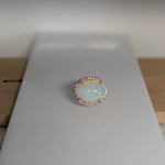 liora 14k yellow gold 6.77cts opal diamond ring | oval 15x12mm
