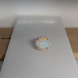liora 14k yellow gold 6.77cts opal diamond ring | oval 15x12mm