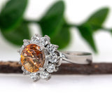 Previously Loved AGL Certified No Heat 2cts Orange Sapphire Diamond Ring | Oval 8x6mm