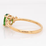 Aranya 14k Solid Gold Tsavorite Garnet Ring with Natural Diamonds Accents | Round 7x5mm