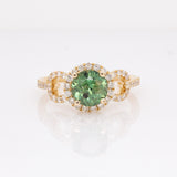 Naya 14k Solid Gold Demantoid Ring with Natural Diamonds Accents | Round 6.5mm