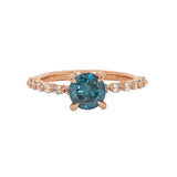 Manvi 14K Rose Gold Blue Diamond and White Diamond Ring | Round 6.45mm