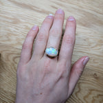 liora 14k yellow gold 6.77cts opal diamond ring | oval 15x12mm