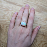 liora 14k yellow gold 6.77cts opal diamond ring | oval 15x12mm