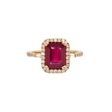 Manya 14K Yellow Gold Madagascar Ruby Diamond Ring | EM 9x7mm