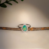 elysia 14k white gold 1.08cts boulder opal diamond ring | fancy shape 9x7mm