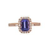 Meera 14K Rose Gold Tanzanite Diamond Ring | EM 7x5mm