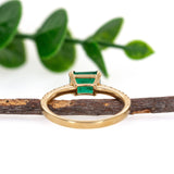 Sidha 14K Yellow Gold Colombian Emerald Diamond Ring | EM 7x5mm