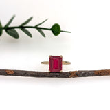 Sofia 14K Yellow Gold 4.81cts Madagascar Ruby Ring | Emerald Cut 10x8mm