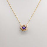 Azura 14k Solid Gold Tanzanite Pendant with Natural Diamonds Halo | Oval 9x7mm