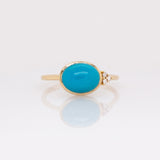 Amaris 14k Solid Gold Sleeping Beauty Turquoise Ring with Natural Diamond Accents | Oval 10x8mm
