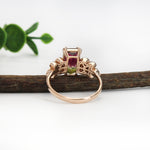 adny 14k rose gold 2.61cts bi-color tourmaline diamond ring | emerald cut 10.3x6.2mm