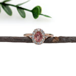 Henna 14K Rose Gold 1.19cts Padparadscha Sapphire Diamond Ring | Oval 6X4.5mm