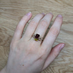 adny 14k rose gold 2.61cts bi-color tourmaline diamond ring | emerald cut 10.3x6.2mm