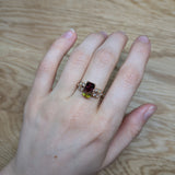 adny 14k rose gold 2.61cts bi-color tourmaline diamond ring | emerald cut 10.3x6.2mm