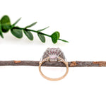 Lara 14K Dual White Yellow Gold 2.97cts Cor de Rosa Morganite Diamond Ring | Cushion 9mm