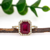 Manya 14K Yellow Gold Madagascar Ruby Diamond Ring | EM 9x7mm