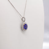 Soleil 14k Dual Gold Tanzanite Pendant with Natural Diamonds Halo | Oval 9x7mm