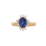 Advika 14K Yellow Gold Ceylon Sapphire Diamond Ring | Oval 8x6mm