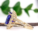 Rani 14K Yellow Gold 4.96cts AAA Deluxe Tanzanite Diamond Ring | Oval Shape 14x10mm