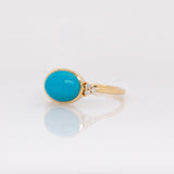 Amaris 14k Solid Gold Sleeping Beauty Turquoise Ring with Natural Diamond Accents | Oval 10x8mm