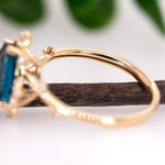 Llyas 14K Yellow Gold 2.55cts London Blue Topaz Diamond Ring | Cushion 9x7mm