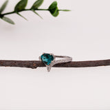 Jisha 14K White Gold 1.20Cts Indicolite Tourmaline Diamond  Engagement Ring | Pear 7x6mm