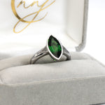 Saksha 14K White Gold 2.84cts Tsavorite Diamond Engagement Ring | Marquise 14X6.5mm