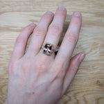 Stella 14K Rose Gold 3.7cts Peach Morganite Diamond Ring | Cushion 11x8mm