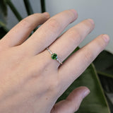 Lyric Solid 14k White Gold Tsavorite Garnet Ring with Natural Diamonds Accents | Round 5mm