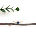 Vino 14K Yellow Gold 0.43cts AAA Ceylon Sapphire Diamond Ring | Round 5mm