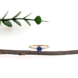 Vino 14K Yellow Gold 0.43cts AAA Ceylon Sapphire Diamond Ring | Round 5mm