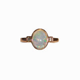 1.25ct Ethiopian Opal Ring w Diamond Accents in Solid 14K Yellow Gold | OV 9x7mm