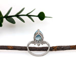 Anisha 14K White Gold 3.43cts Aquamarine Diamond Promise Ring  | Pear Shape 13x9mm