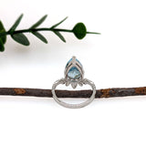 Anisha 14K White Gold 3.43cts Aquamarine Diamond Promise Ring  | Pear Shape 13x9mm