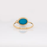Amaris 14k Solid Gold Sleeping Beauty Turquoise Ring with Natural Diamond Accents | Oval 10x8mm