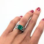 Alena 14K White Gold 2.27cts Colombian Emerald Diamond Ring | Asscher 9mm
