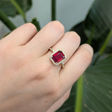 Manya 14K Yellow Gold Madagascar Ruby Diamond Ring | EM 9x7mm