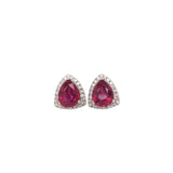 Nia 14K Solid Gold Madagascar Ruby Diamond Earrings | Trillion Shape 9x7mm