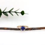 Nivya 14K Yellow Gold 1.24cts AAA Tanzanite Diamond Ring | Round 7mm