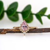 Vanya 14K Yellow Gold Pink Sapphire Diamond Ring | Pear Shape 8x5.5mm