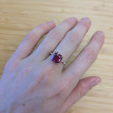 Bhavna 14K Yellow Gold 4.9cts Madagascar Ruby Diamond Ring | Emerald Cut 9mm