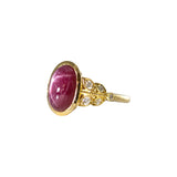 Devashi 14K Yellow Gold Star Ruby Diamond Ring | Oval 11.8x7.8mm
