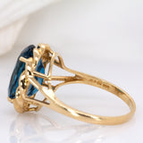 Sylvie 14k Solid Gold Statement London Blue Topaz Ring | Oval 13x9mm