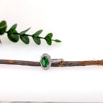 Spring Green 14K White Gold 0.94cts Rare Tsavorite Garnet Diamond Ring | Oval 7.9x5.8mm