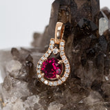 Riya 14K White Gold Rubellite Tourmaline Diamond Pendant | Round 6mm